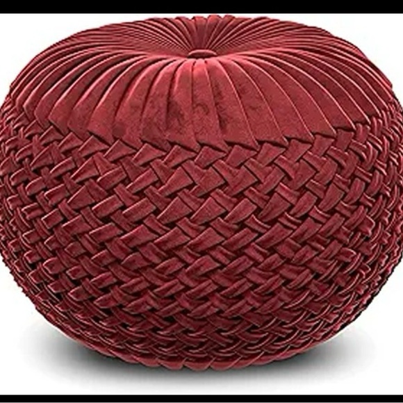 Other - Elegant Red Woven Pouf